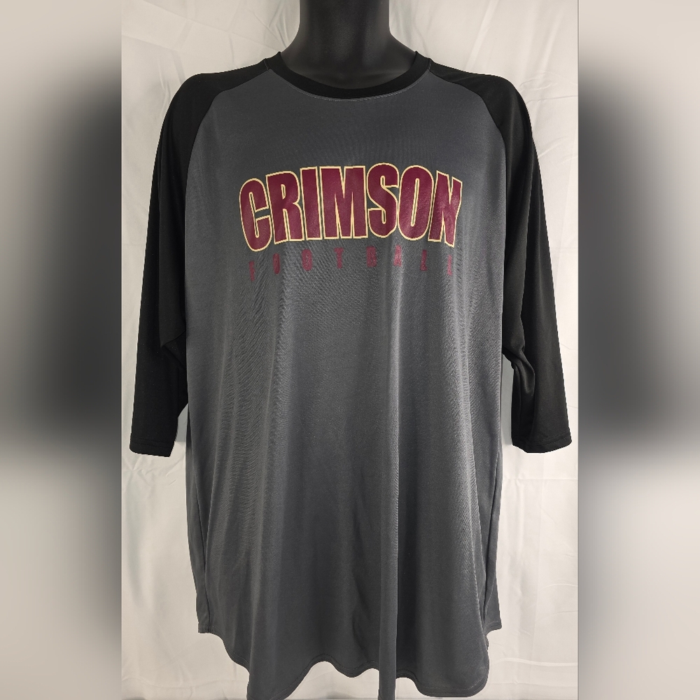 Crimson Football Graphic Men's Gray Black 1/4 Sleeve Shirt Size XL U-2241